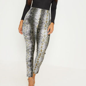 BRAND NEW- Black Snakeskin Faux Leather Skinny Tro